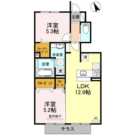エルカーサ(2LDK/1階)の間取り写真
