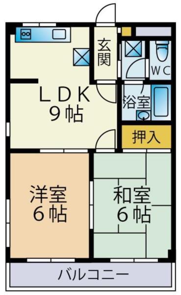 鵜の森ビル(2LDK/3階)の間取り写真