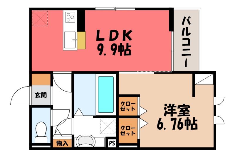 セッティエーム高崎 A(1LDK/3階)の間取り写真
