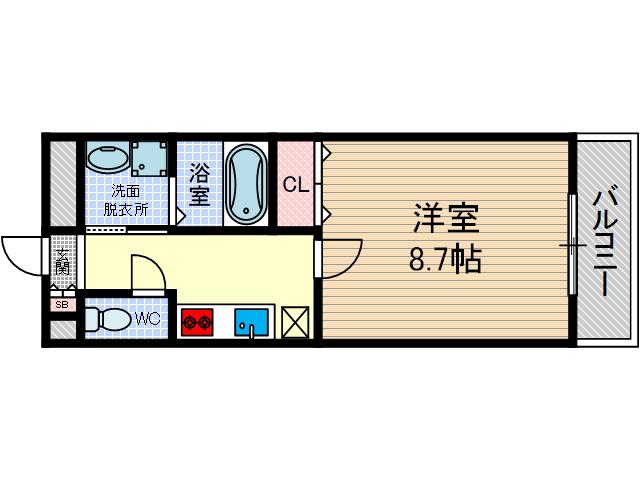 アンプルールクラージュ森脇(1K/2階)の間取り写真