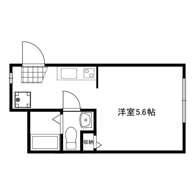 TKJハウスV(ワンルーム/2階)の間取り写真