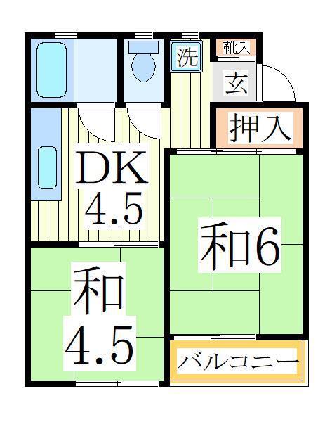 サンハイム平和台(2DK/1階)の間取り写真