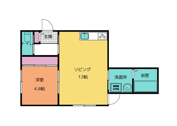 アンソレイユ原町(1LDK/1階)の間取り写真