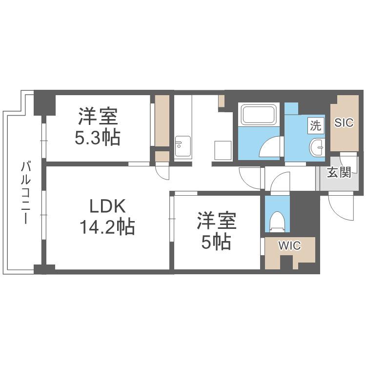 セイワパレス大阪城南(2LDK/6階)の間取り写真