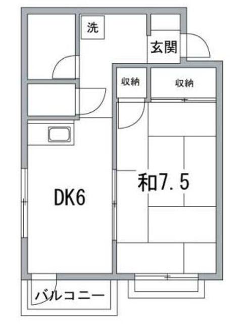 金子ハイツ(1DK/2階)の間取り写真