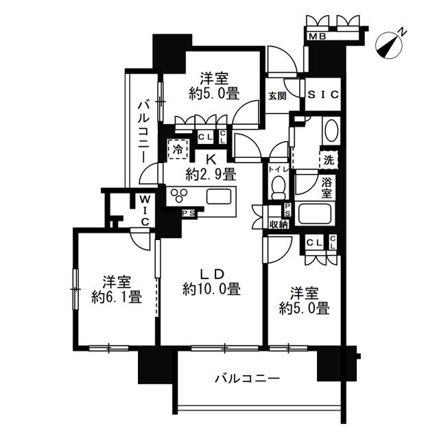 ベルフール青砥(3LDK/15階)の間取り写真