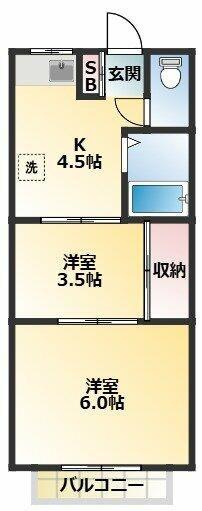 行徳・石田マンション(2K/2階)の間取り写真