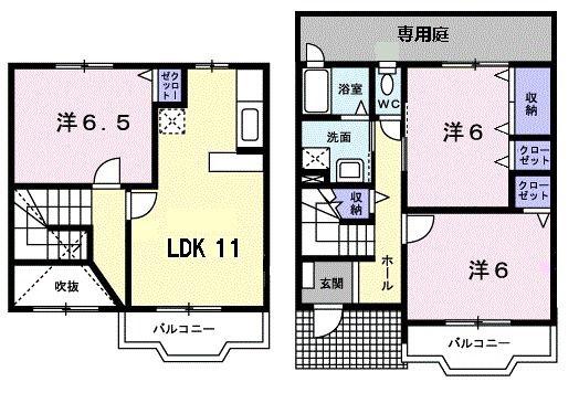 サニーレジデンス(3LDK/1階)の間取り写真