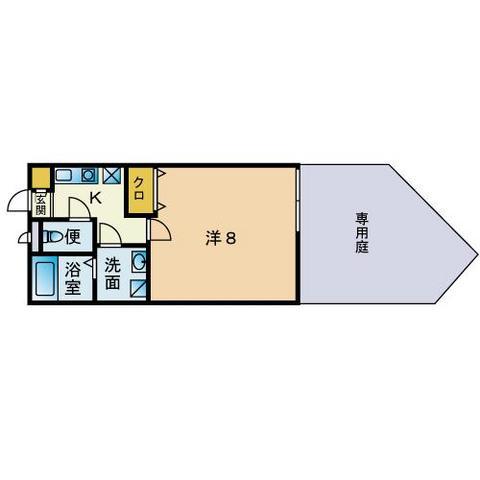 アムールシュマン城南(1K/1階)の間取り写真