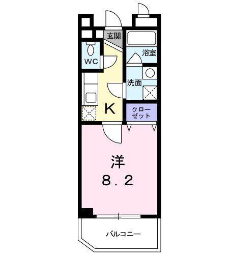 シャンドフルール(1K/2階)の間取り写真