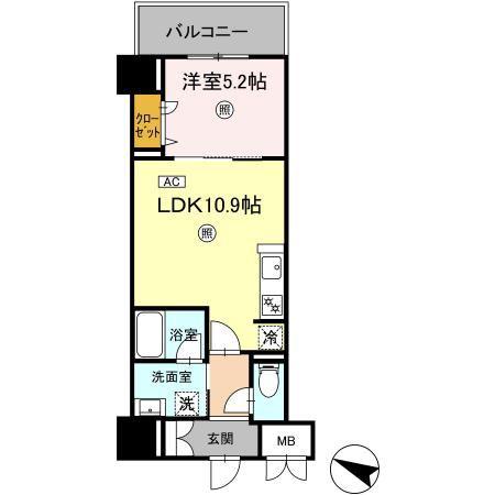 クレアティオMGH(1LDK/6階)の間取り写真