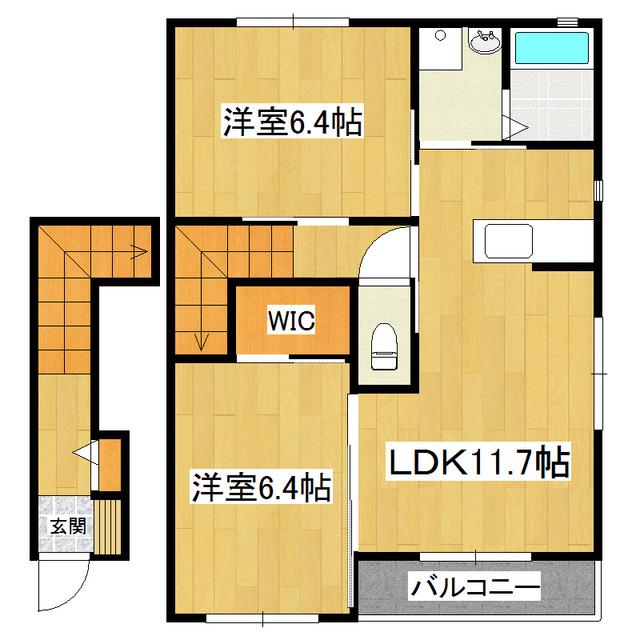 カーサブルーノE(2LDK/2階)の間取り写真