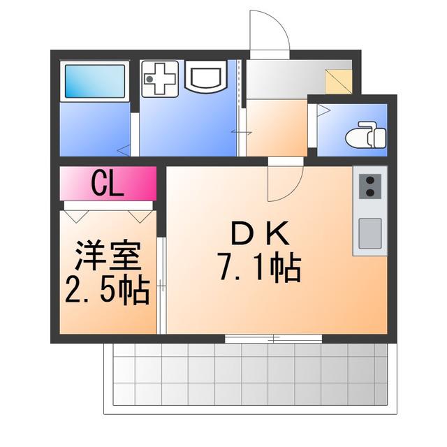 大浜北町シーエム・シス(1DK/3階)の間取り写真
