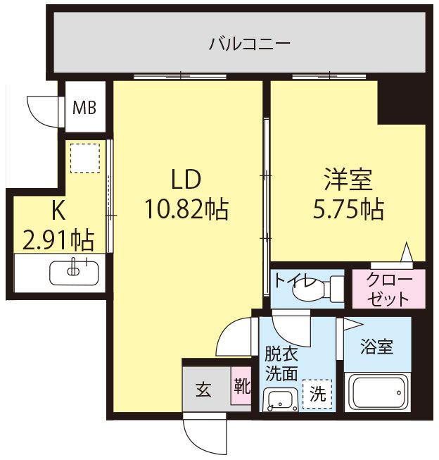 マルコビル平尾(1LDK/6階)の間取り写真