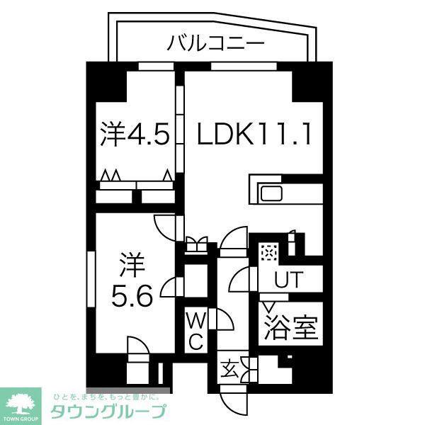 プレール・ドゥーク文京本郷(2LDK/12階)の間取り写真