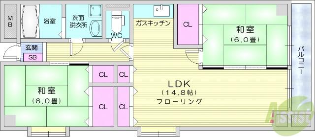 斎藤マンション(2LDK/3階)の間取り写真