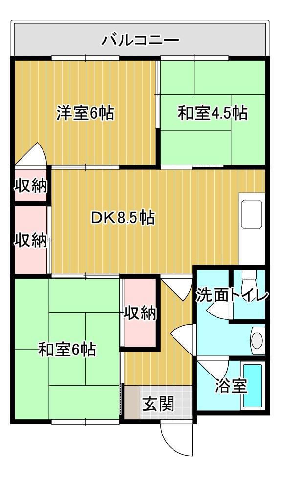 泰平ビルコーポ(3DK/5階)の間取り写真