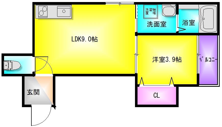 MANARIO(1LDK/1階)の間取り写真