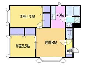 長橋コーポF棟(2LDK/1階)の間取り写真