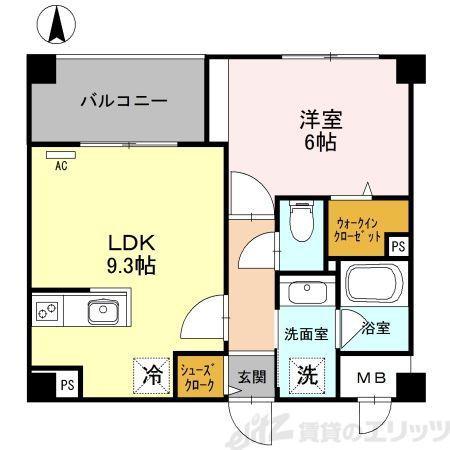 メープルスクエア心斎橋(1LDK/1階)の間取り写真