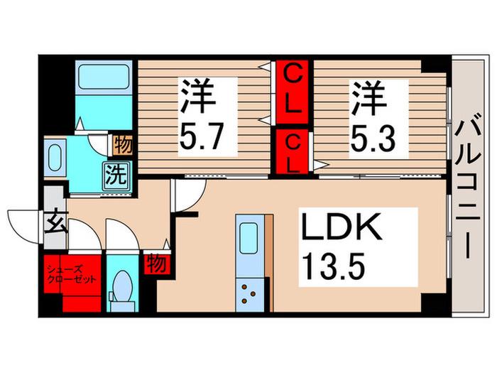 ベルクハイム立石(2LDK/3階)の間取り写真