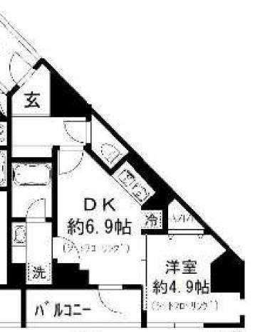 GRAND三軒茶屋ウエスト(1DK/6階)の間取り写真