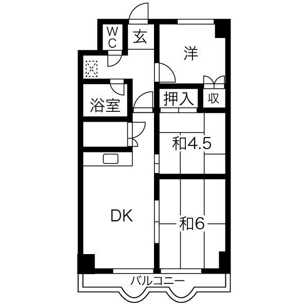セントラルコーポ22(3DK/2階)の間取り写真