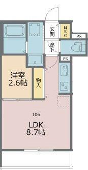 グランデクラッセ新都心(1LDK/1階)の間取り写真