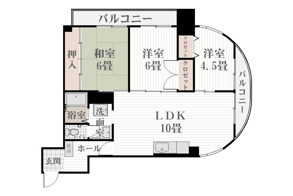 パステルイン南郡元(3LDK/3階)の間取り写真