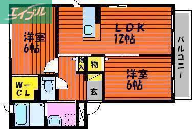 シャーメゾンANTICA(2LDK/2階)の間取り写真