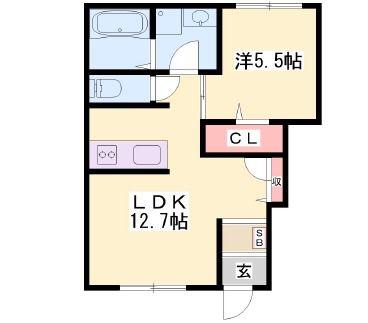メイプルハイムA棟(1LDK/1階)の間取り写真