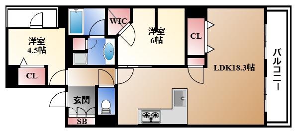 プレサンス グラン 栄 THE TOWER(2LDK/15階)の間取り写真