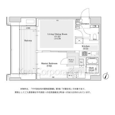 東京ガーデンテラス紀尾井町 紀尾井レジデンス(1LDK/7階)の間取り写真