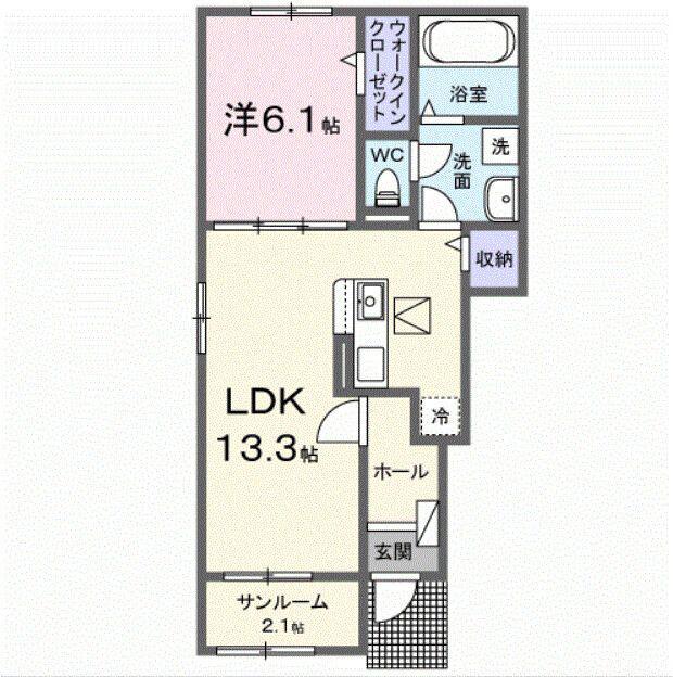 カルムメゾン(1LDK/1階)の間取り写真