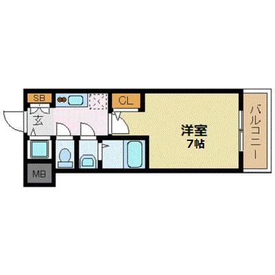 エスリード大阪上本町グリーズ(1K/15階)の間取り写真