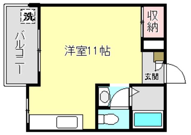 サラーレ新町(ワンルーム/2階)の間取り写真