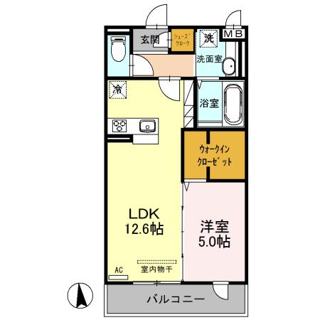 D-ROOMTODA FRONT COURT A(1LDK/2階)の間取り写真