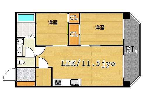 第一プリンスビル(2LDK/8階)の間取り写真