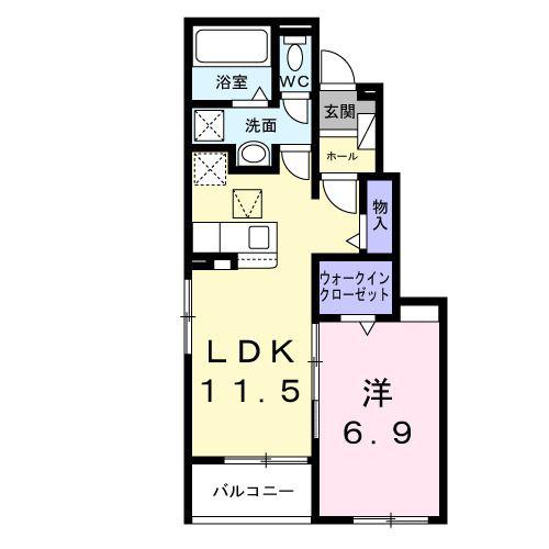 ノール・ボヌール(1LDK/1階)の間取り写真