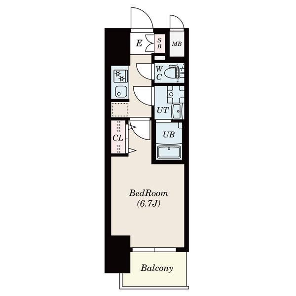 S-RESIDENCE茶屋ヶ坂(1K/14階)の間取り写真