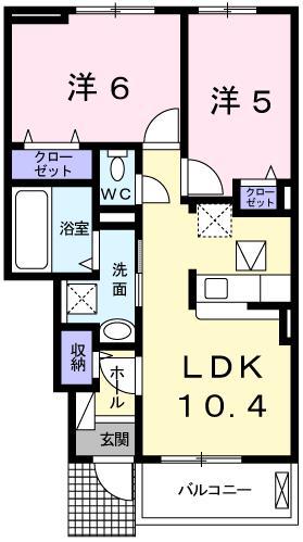 エスペランサ中仁野I(2LDK/1階)の間取り写真