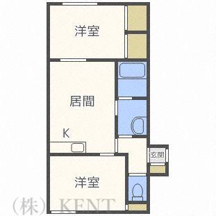 ノースランド発寒中央(2DK/1階)の間取り写真
