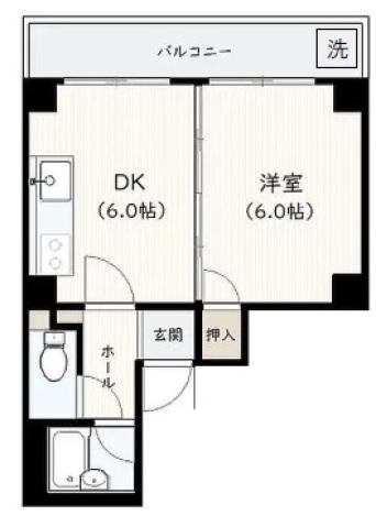 第2平井ビル(1DK/4階)の間取り写真