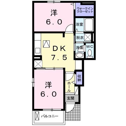 CROWN VILLA III(2DK/1階)の間取り写真