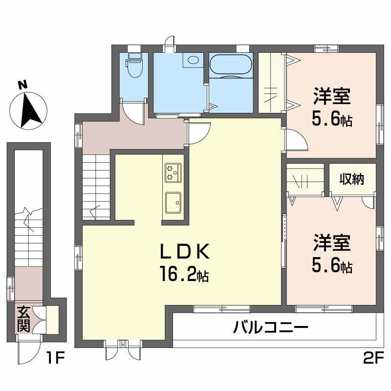 ディアスサステナ(2LDK/2階)の間取り写真