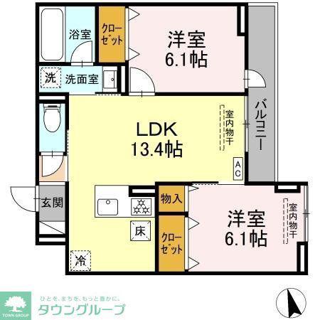 トリシア円行2丁目プロジェクト(2LDK/2階)の間取り写真