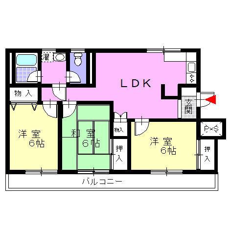 グリーンハイツ(3LDK/3階)の間取り写真