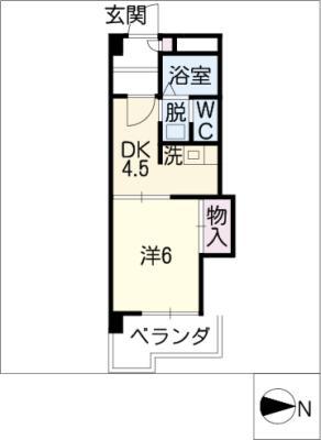 サンシャインビル南棟(1DK/5階)の間取り写真
