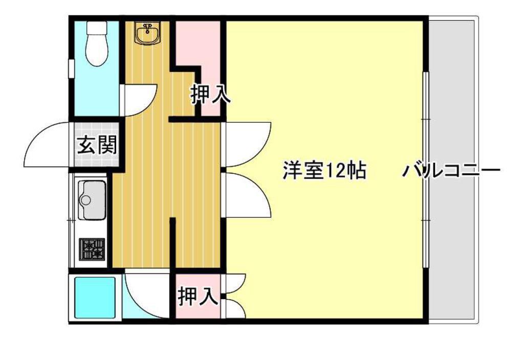 ラピタ道上(1DK/2階)の間取り写真