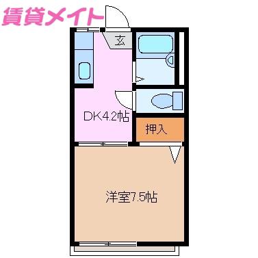 ディアコート生桑A棟(1K/1階)の間取り写真